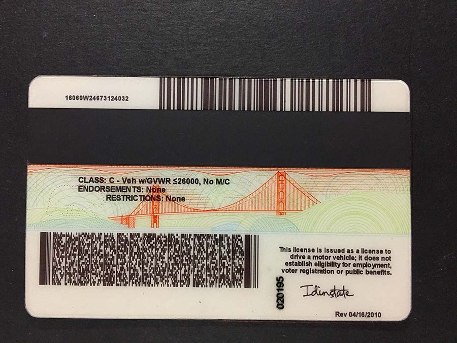 california driver license now front and back